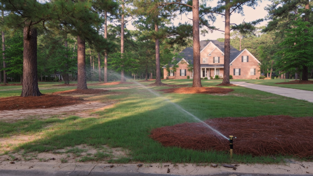 Willis sprinkler pipe repair in a lawn trench
